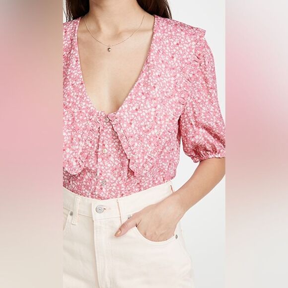 WAYF Amie Button Up Blouse - Picture 1 of 14